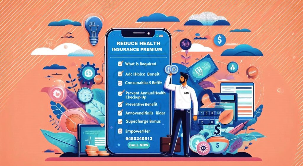 Reduce Health Insurance premium - select what is required, Reduce Health Insurance Premium Select Required Health Cover Health Insurance Add-ons Consumables Benefit Rider Preventive Health Checkup Rider EmpowerHer Health Insurance Supercharge Bonus Rider Customize Health Insurance Plan Affordable Health Insurance India Health Policy with Benefits Save on Health Insurance Health Insurance Advisor Bangalore Best Riders in Health Policy Shivakumar Health Insurance Expert Family Health Insurance Add-ons Smart Health Insurance Tips Women-centric Health Cover Enhance Health Policy Smartly Annual Health Check-up Free Call Shivakumar A 9480240513