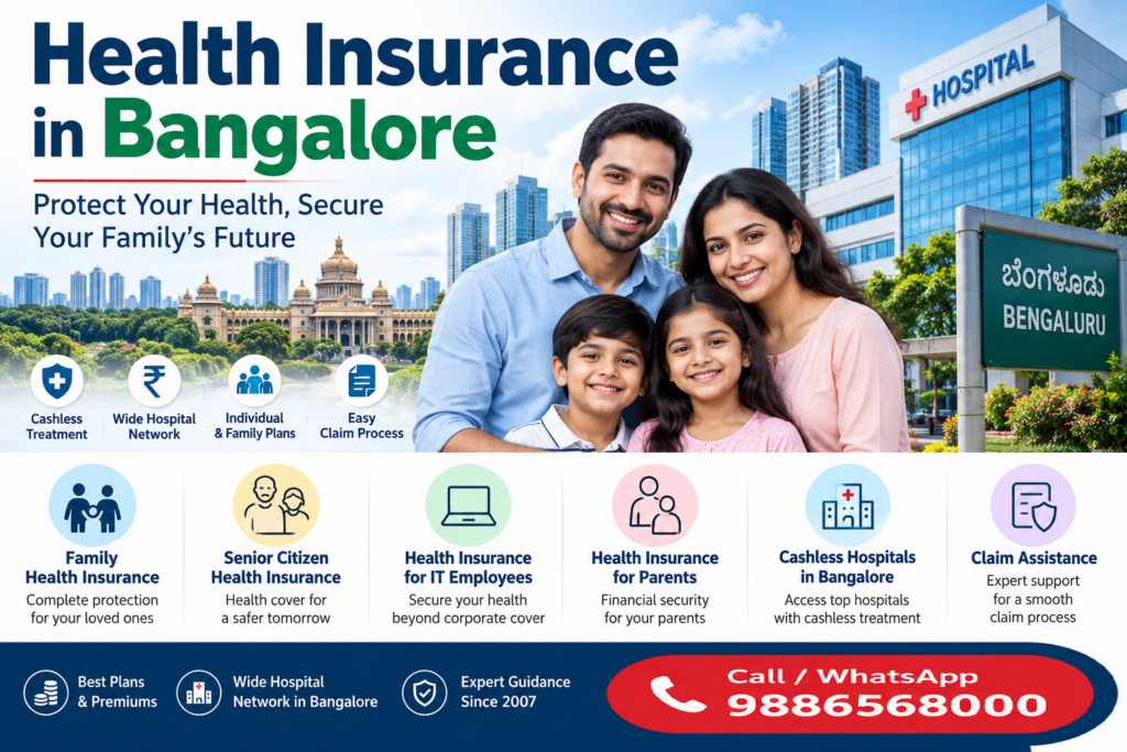 Health insurance in Bangalore for families, senior citizens, IT employees and parents – Shivakumar A, health insurance advisor since 2007.